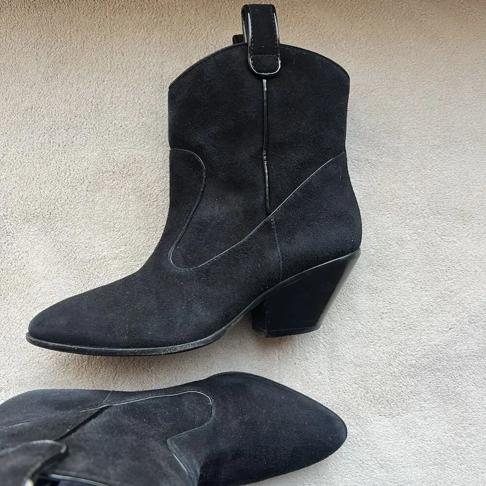 Giuseppe Zanotti Black Suede w/ Patent Leather Trim Western Boots EU 36‎ US 6 - Picture 16 of 16